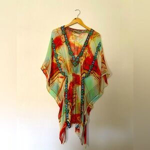 Luxurious Silk Bejeweled Top for summer, resort or party.